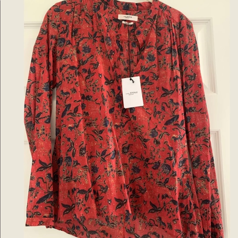 Isabel Etoile Marant Blouse Red Floral Size XS NWT